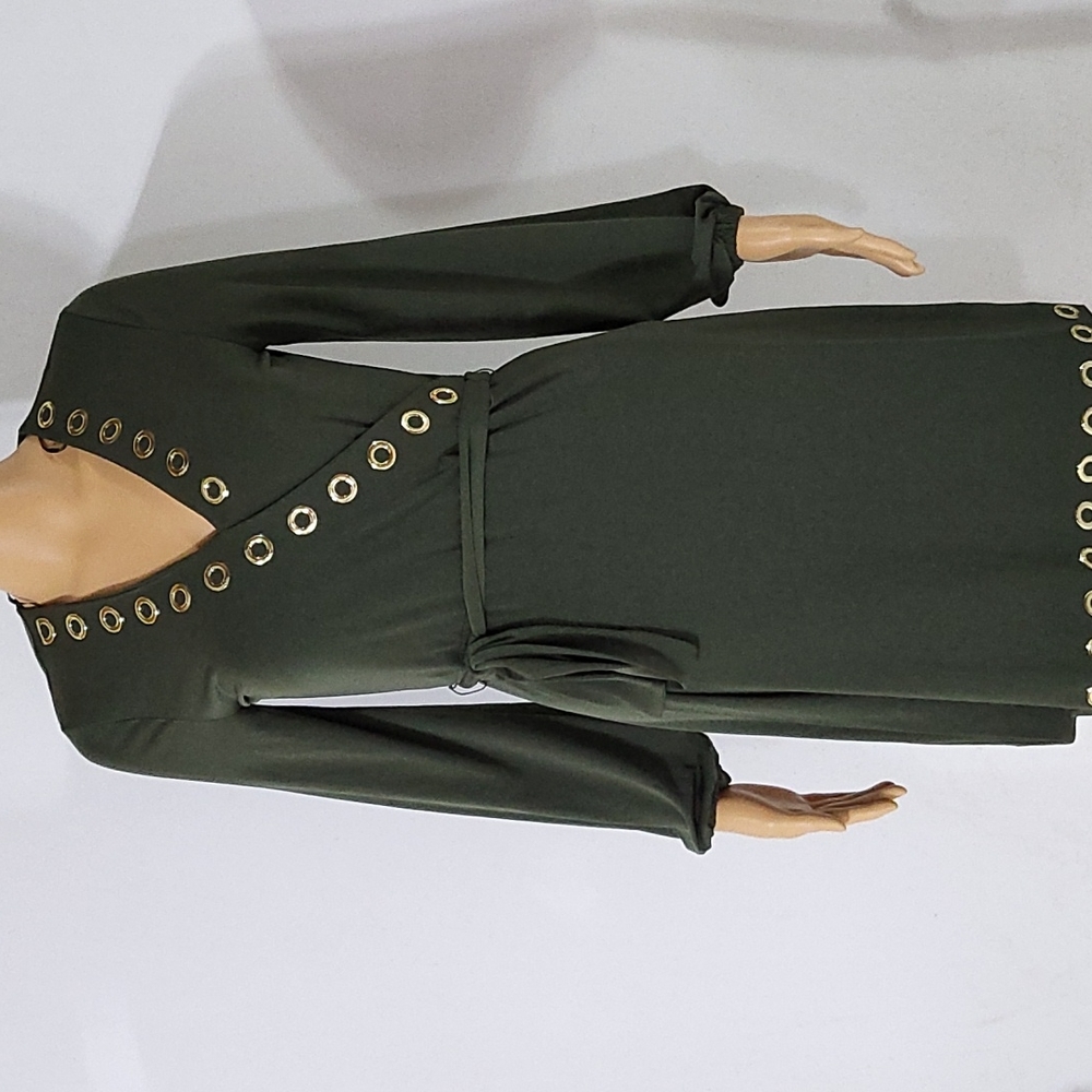 MICHAEL KORS GROMMET TRIMMED WRAP DRESS - Picture 2 of 9